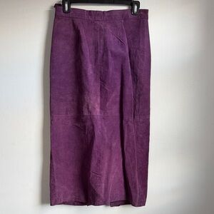 Vintage Purple Genuine Leather Midi Skirt | Lined | Size 14